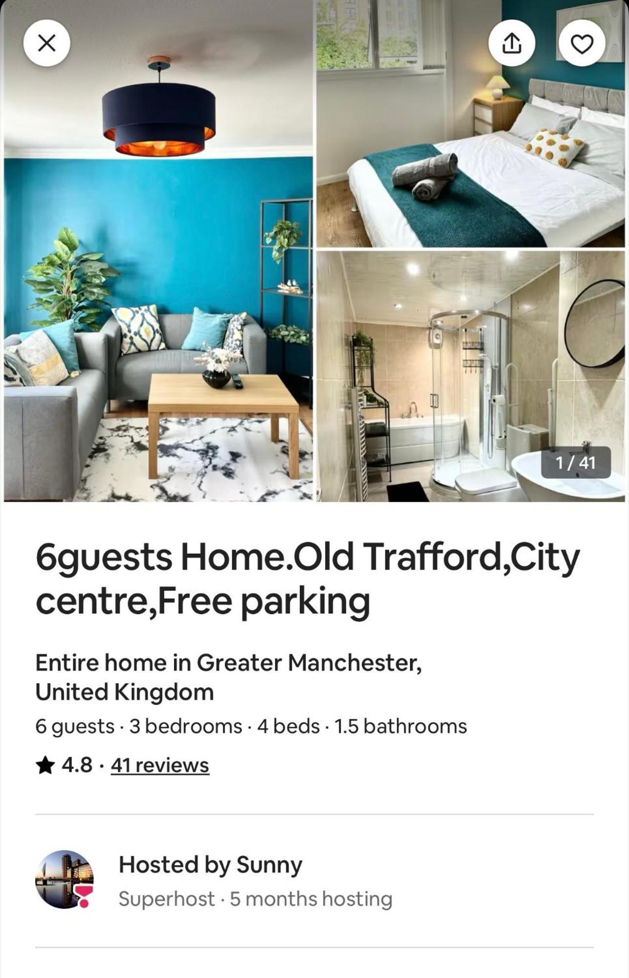 Holiday home 6 Guests House Old Trafford,media City,city Centre, Free Parking Manchester